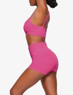 Terry Lounge High-rise Stretch-modal Shorts -VogueVibe Store R04164395 WATERMELON ALT02