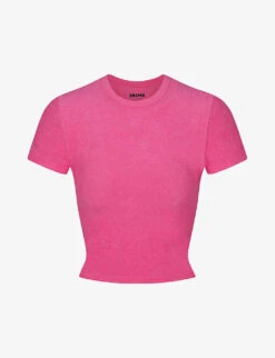 Terry Lounge Cropped Stretch-modal T-shirt