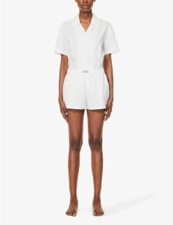 Core High-rise Cotton-poplin Pyjama Shorts -VogueVibe Store R04164429 OPTICWHITE ALT01