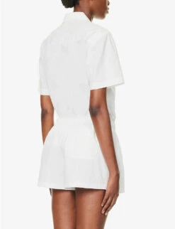 Core High-rise Cotton-poplin Pyjama Shorts -VogueVibe Store R04164429 OPTICWHITE ALT02