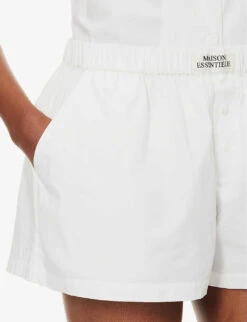 Core High-rise Cotton-poplin Pyjama Shorts -VogueVibe Store R04164429 OPTICWHITE ALT03