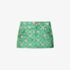 ERL Check-print Corduroy-embossed Cotton Mini Skirt -VogueVibe Store R04165348 ERLGREENPLAID M