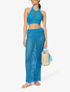 Cape May Crochet-pattern Cotton-blend Maxi Skirt -VogueVibe Store R04165724 RIDETHEWAVECROCHET ALT01