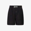 Palm Angels Logo-patch High-rise Linen Shorts -VogueVibe Store R04166266 BLACKBLACK M