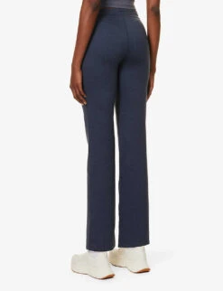 Vuori Halo Drawstring-waist Flared High-rise Stretch-recycled Polyester Trousers -VogueVibe Store R04167658 AZUREHEATHER ALT03