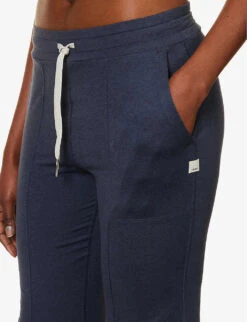 Vuori Halo Drawstring-waist Flared High-rise Stretch-recycled Polyester Trousers -VogueVibe Store R04167658 AZUREHEATHER ALT04