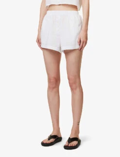 Yoko Elasticated-waistband Relaxed-fit Cotton-poplin Boxers -VogueVibe Store R04167915 WHITE ALT02