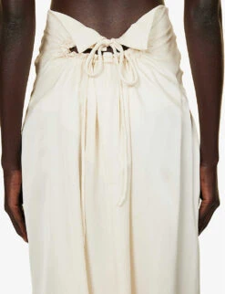 Koshulya Colour-block Silk Midi Skirt -VogueVibe Store R04168299 CREAM ALT04