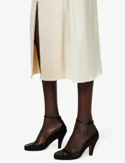 Koshulya Colour-block Silk Midi Skirt -VogueVibe Store R04168299 CREAM ALT05