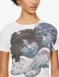 FIORUCCI Angels Graphic-print Organic Stretch-cotton T-shirt -VogueVibe Store R04168334 WHITE ALT04