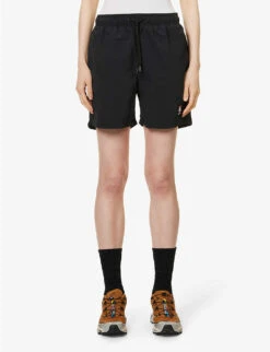Exclusive Unisex Logo-patch Relaxed-fit Recycled-polyester Swim Shorts -VogueVibe Store R04168679 BLACK ALT02