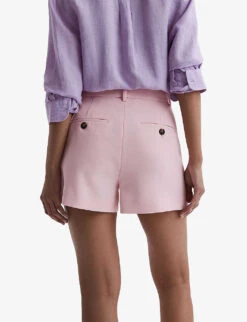 Reiss Marina Pleated Woven Shorts -VogueVibe Store R04168931 PINK ALT03