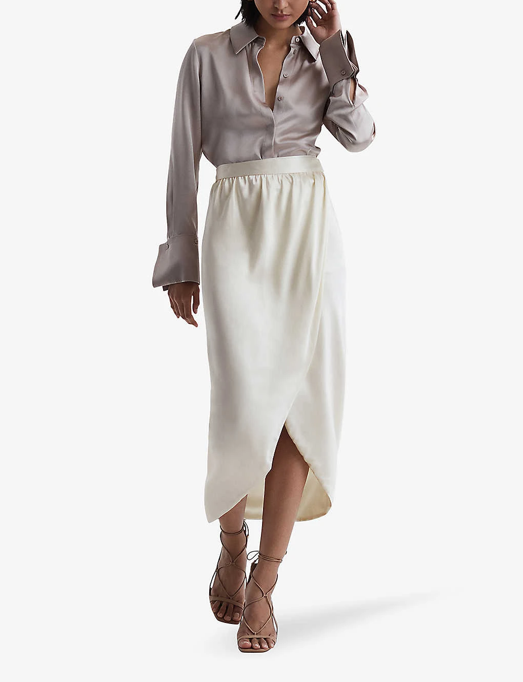 Reiss Tyra Wrap-over Silk Midi Skirt 4 Reiss Tyra Wrap-over Silk Midi Skirt - Image 2