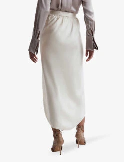 Reiss Tyra Wrap-over Silk Midi Skirt 9 Reiss Tyra Wrap-over Silk Midi Skirt -VogueVibe Store R04169001 IVORY ALT03