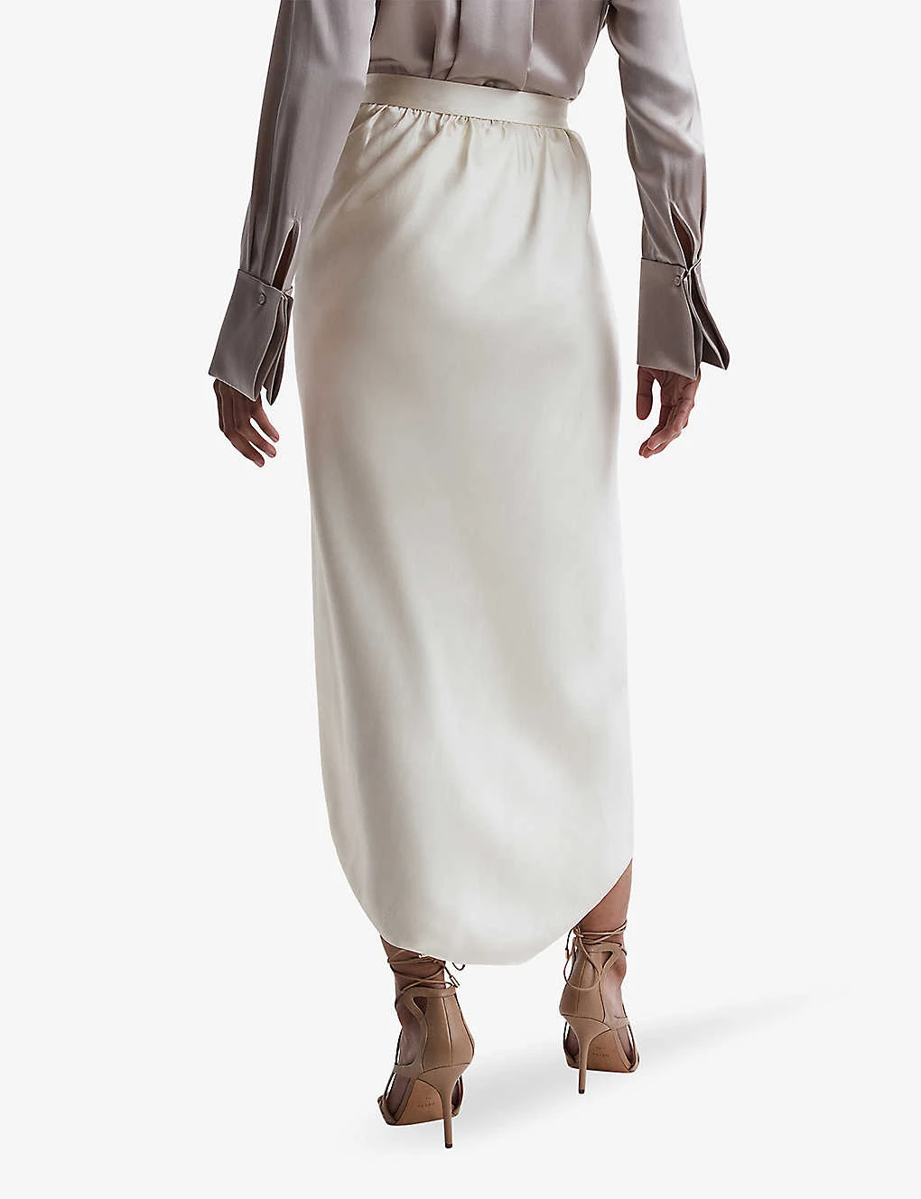Reiss Tyra Wrap-over Silk Midi Skirt 6 Reiss Tyra Wrap-over Silk Midi Skirt - Image 4