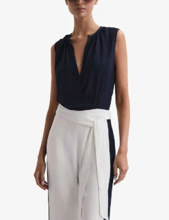 Reiss Ivy Striped Wide-leg Woven Jumpsuit -VogueVibe Store R04169115 NAVYWHITE ALT02