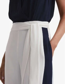 Reiss Ivy Striped Wide-leg Woven Jumpsuit -VogueVibe Store R04169115 NAVYWHITE ALT04