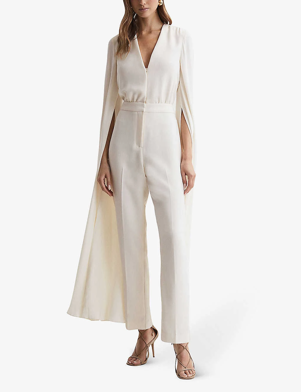 Reiss Olivia Cape-sleeve V-neck Woven Jumpsuit 4 Reiss Olivia Cape-sleeve V-neck Woven Jumpsuit - Image 2