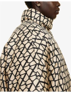 Valentino Monogram High-neck Shell Jacket 11 Valentino Monogram High-neck Shell Jacket -VogueVibe Store R04169657 BEIGENERO ALT04