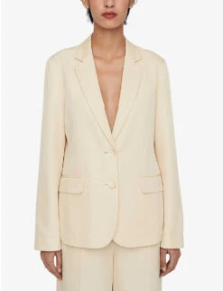 Joseph Belmore Single-breasted Silk And Cotton-blend Blazer 9 Joseph Belmore Single-breasted Silk And Cotton-blend Blazer -VogueVibe Store R04169960 ALABASTER ALT02