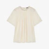 Joseph Blackwell Pleated Relaxed-fit Woven Top -VogueVibe Store R04169979 ALABASTER M