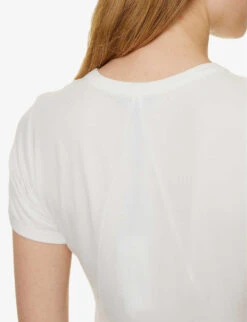 Rag & Bone Luca Cropped Ribbed Stretch-woven T-shirt -VogueVibe Store R04170705 WHITE ALT04