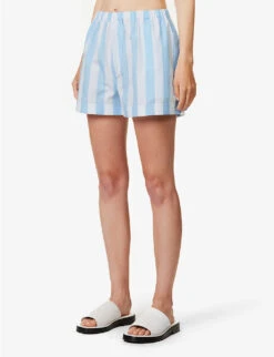 Classic Striped Cotton Shorts -VogueVibe Store R04170813 LIGHTBLUE ALT02