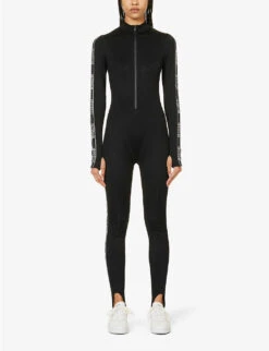 Wolford Thermal Brand-tape Stretch-woven Jumpsuit 10 Wolford Thermal Brand-tape Stretch-woven Jumpsuit -VogueVibe Store R04171473 BLACK ALT02