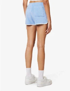 Sporty & Rich X Prince Brand-embroidered Cotton Shorts -VogueVibe Store R04173088 BLUEWHITE ALT03