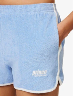 Sporty & Rich X Prince Brand-embroidered Cotton Shorts -VogueVibe Store R04173088 BLUEWHITE ALT04