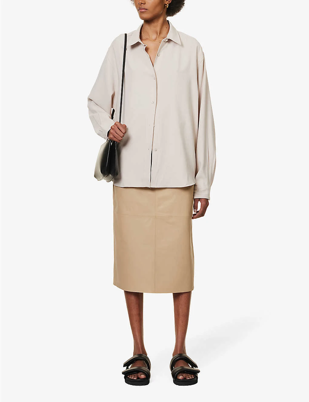 Heather Panel-pattern Regular-fit Leather Skirt 4 Heather Panel-pattern Regular-fit Leather Skirt - Image 2