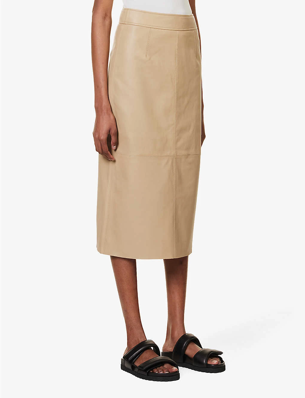 Heather Panel-pattern Regular-fit Leather Skirt 5 Heather Panel-pattern Regular-fit Leather Skirt - Image 3