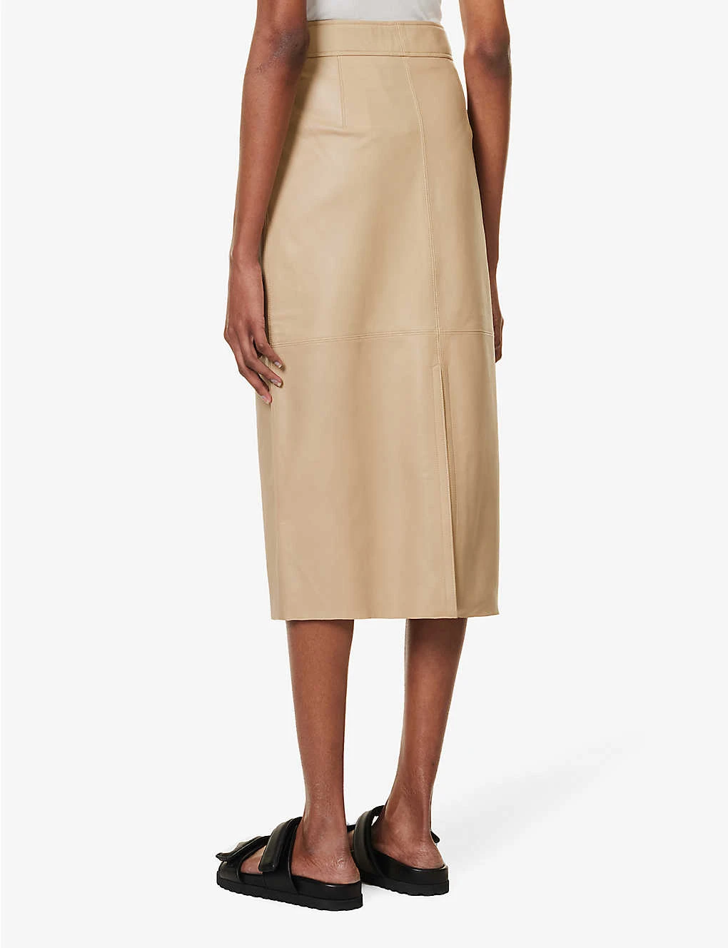 Heather Panel-pattern Regular-fit Leather Skirt 6 Heather Panel-pattern Regular-fit Leather Skirt - Image 4