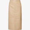Heather Panel-pattern Regular-fit Leather Skirt -VogueVibe Store R04173155 BEIGE M