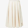 Pleated High-waisted Organic-cotton Midi Skirt 2 Pleated High-waisted Organic-cotton Midi Skirt -VogueVibe Store R04173370 IVORY M