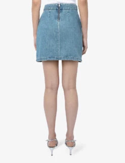 Zadig & Voltaire Julipe Curved-hem Denim Mini Skirt -VogueVibe Store R04174114 LIGHTBLUE ALT03