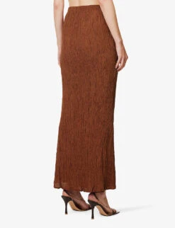 Exclusive Abelia High-waist Silk-blend Maxi Skirt -VogueVibe Store R04174174 PAPRIKA ALT03
