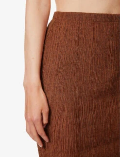 Exclusive Abelia High-waist Silk-blend Maxi Skirt -VogueVibe Store R04174174 PAPRIKA ALT04