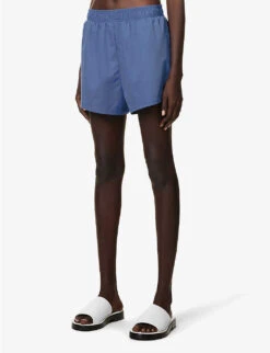 Avani Brand-embroidered Regular-fit Cotton-blend Shorts -VogueVibe Store R04174446 SPAHIRE ALT02