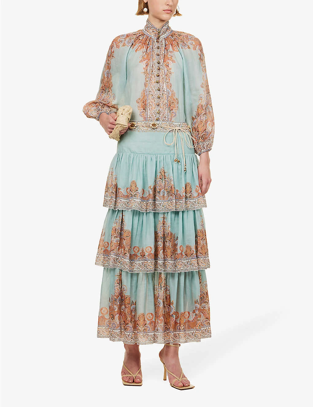 Zimmermann Devi Tiered-hem Ramie Midi Skirt 4 Zimmermann Devi Tiered-hem Ramie Midi Skirt - Image 2