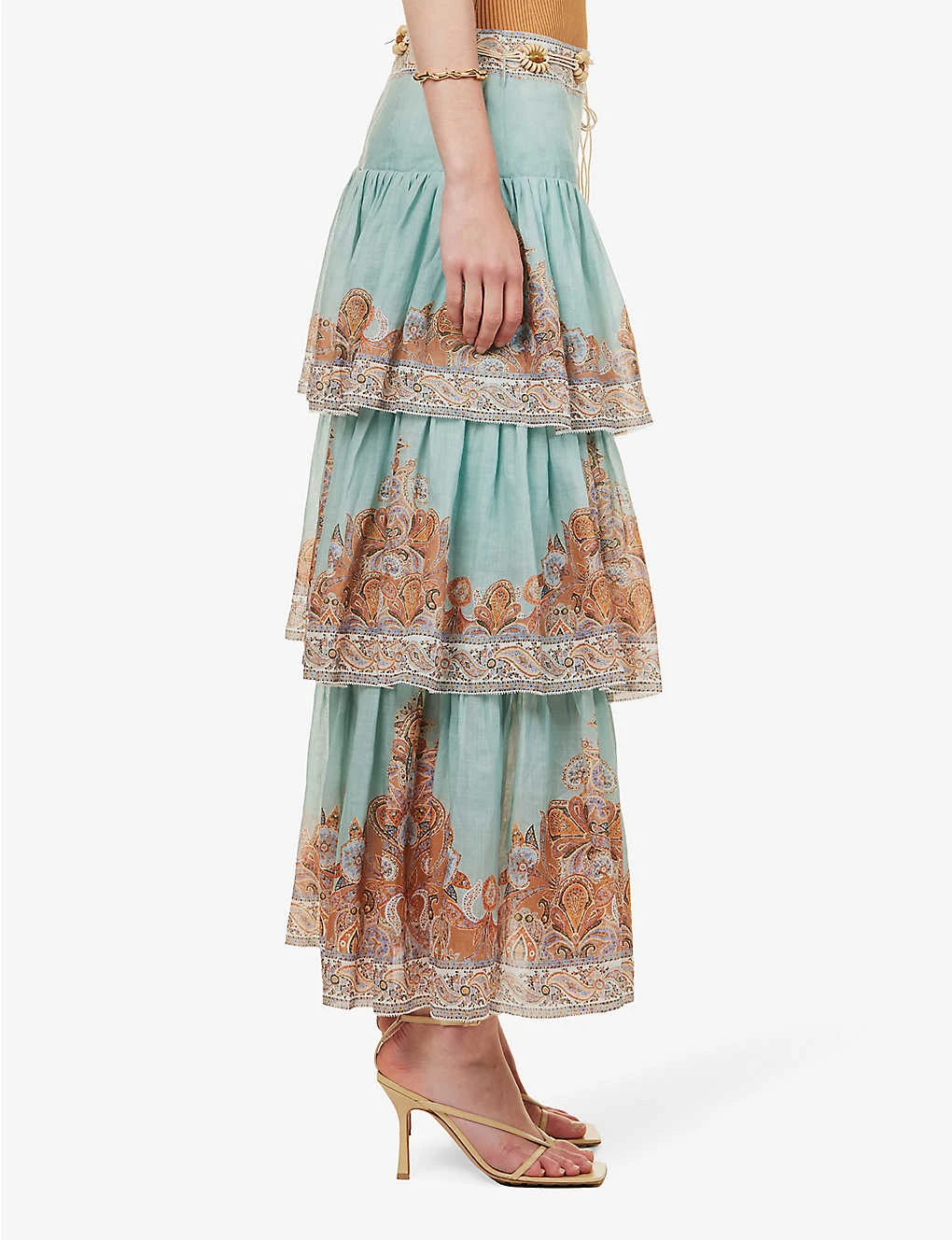Zimmermann Devi Tiered-hem Ramie Midi Skirt 5 Zimmermann Devi Tiered-hem Ramie Midi Skirt - Image 3