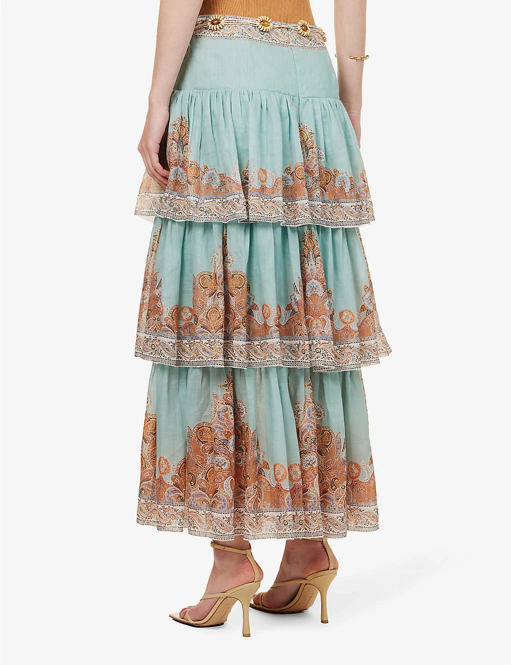 Zimmermann Devi Tiered-hem Ramie Midi Skirt 6 Zimmermann Devi Tiered-hem Ramie Midi Skirt - Image 4