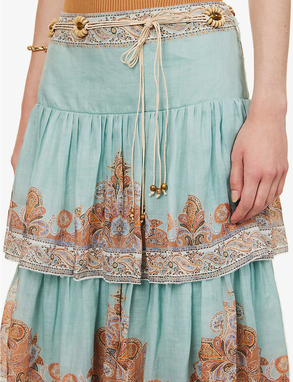 Zimmermann Devi Tiered-hem Ramie Midi Skirt 7 Zimmermann Devi Tiered-hem Ramie Midi Skirt - Image 5