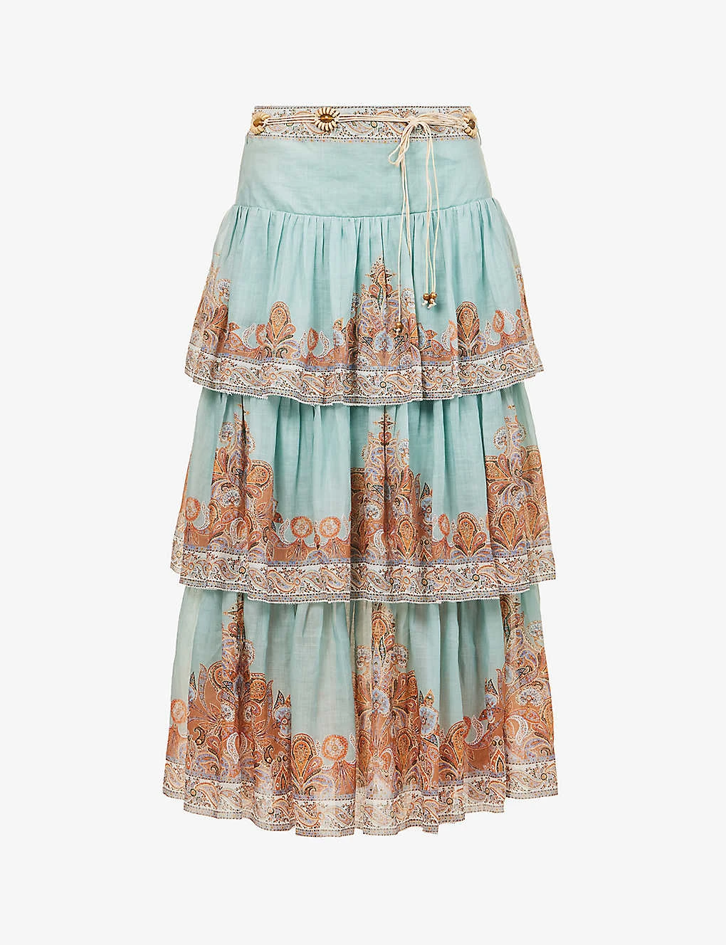 Zimmermann Devi Tiered-hem Ramie Midi Skirt 3 Zimmermann Devi Tiered-hem Ramie Midi Skirt