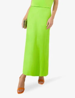 Bias Satin Midi Skirt -VogueVibe Store R04174692 LIMEGREEN ALT02