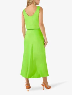 Bias Satin Midi Skirt -VogueVibe Store R04174692 LIMEGREEN ALT03