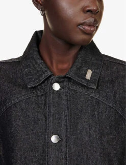 Equisetum Cut-out Denim Jacket 11 Equisetum Cut-out Denim Jacket -VogueVibe Store R04174793 BLACK ALT04