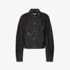Equisetum Cut-out Denim Jacket -VogueVibe Store R04174793 BLACK M