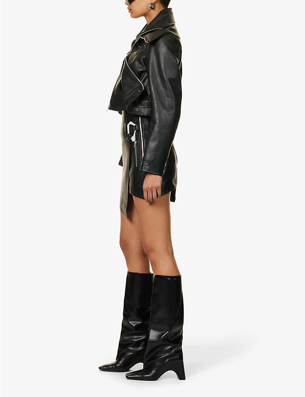 Carabiner-clasp Panelled Leather Mini Skirt 4 Carabiner-clasp Panelled Leather Mini Skirt - Image 2