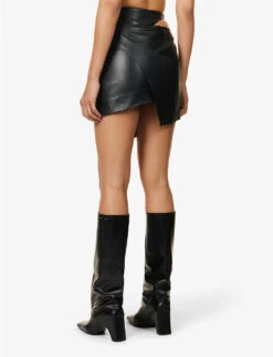 Carabiner-clasp Panelled Leather Mini Skirt 10 Carabiner-clasp Panelled Leather Mini Skirt -VogueVibe Store R04174805 BLACK ALT03